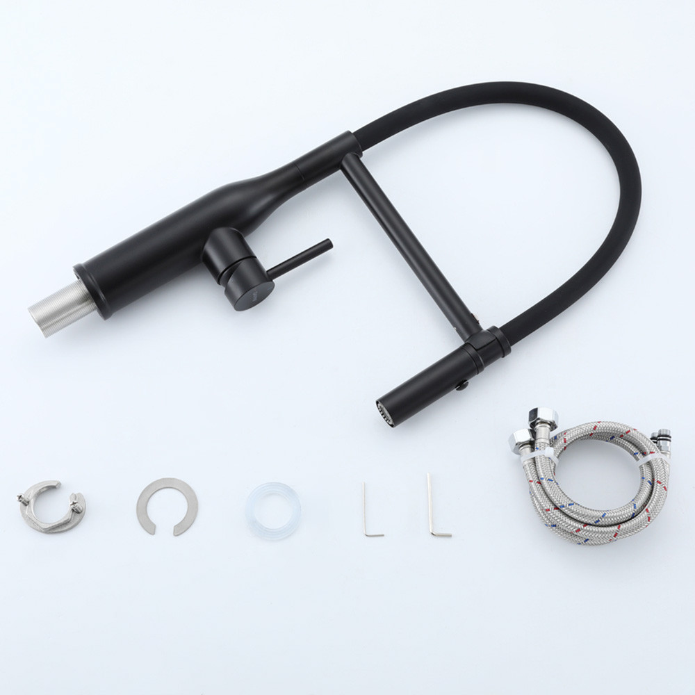 Смеситель для кухни с гибким изливом GAPPO G4098-26 лейка 2 режима, черный Киев - изображение 6