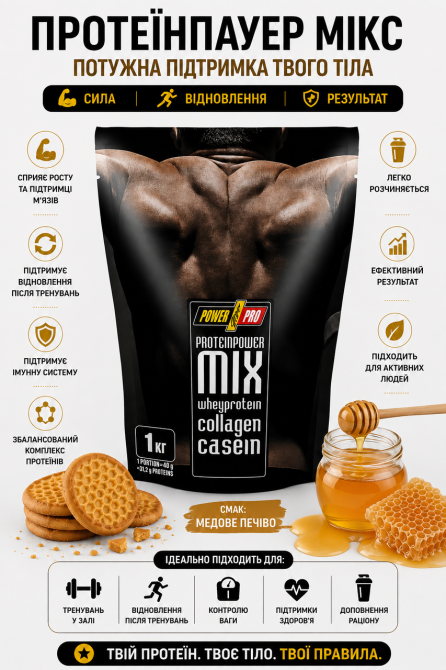 Комплексный протеин Power Pro Protein Power MIX 1 кг Медовое печенье Киев - изображение 5