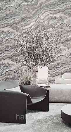 Шпалери вінілові на флізеліні AdaWall Roka 1.06х10 під камінь мармур сірі бежеві чорні срібло 3д 23102-4 Київ