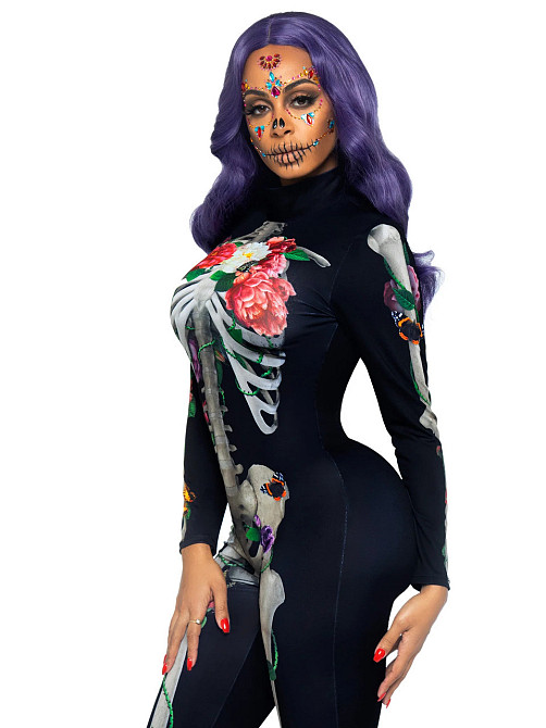 Комбінезон скелет із квітковим принтом Leg Avenue Floral skeleton catsuit M Sex Aura Київ - фото 3
