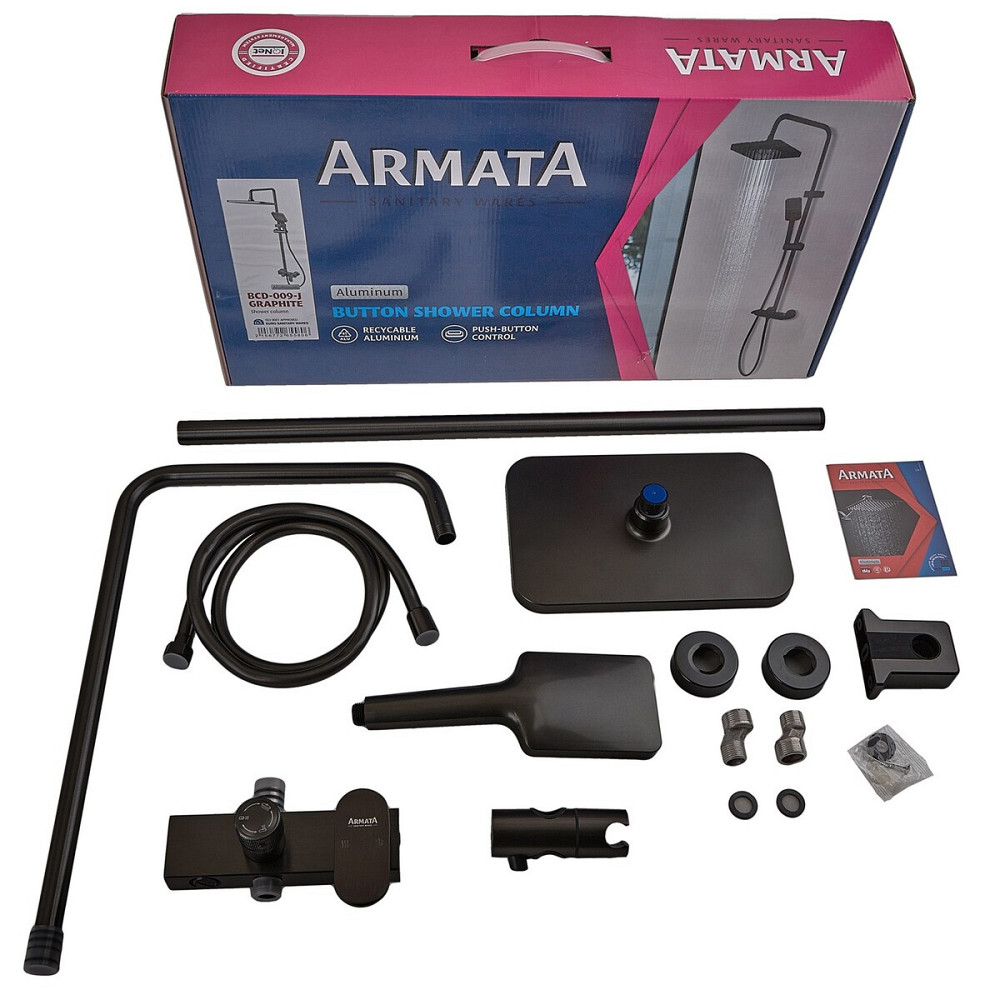 Душевая колонна Armata BCD-009-J BLACK с алюминиевым смесителем и 3 режимами Харьков - изображение 2