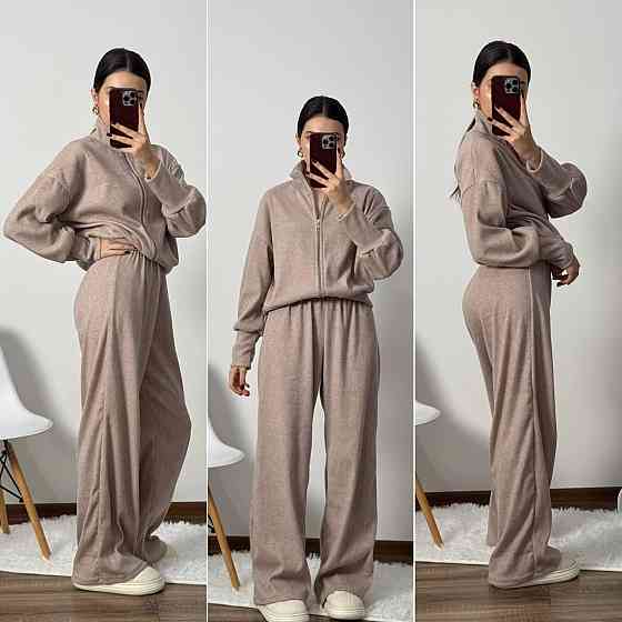 Женский теплый базовый костюм двойка: кофта и штаны турецкая ангора Беж, 46/48 Одесса