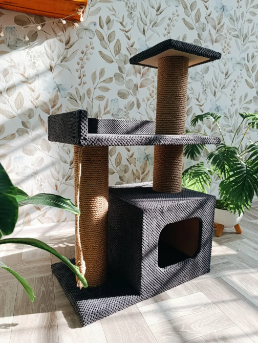 Когтеточка с домиком и лежанкой для кота, Домик для кота, 85×55×35 см Киев - изображение 3