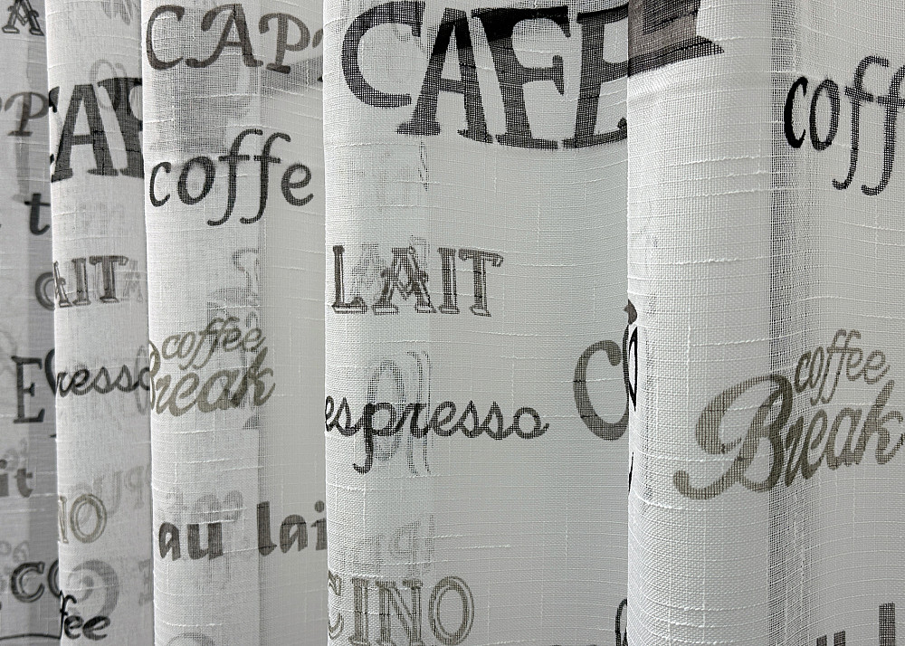 Кухонная тюль-арка VR-Textil № 1793т-1210т лен молочный с черным 300х160 см (53-0073) Киев - изображение 3