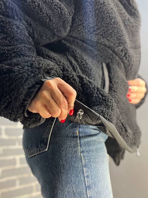 Куртка жіноча Lady Yep 9055 тедді комбінована штучне хутро оверсайз з капюшоном, чорний, 44-48 Київ - фото 15