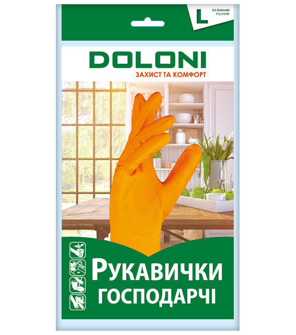 Перчатки хозяйственные латексные Doloni Household 4546 р.9 (L) Ровно - изображение 2