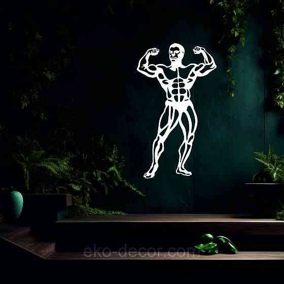 Декоративное настенное Панно «Бодибилдер», Декор на стену 70*41 см, Белый Киев