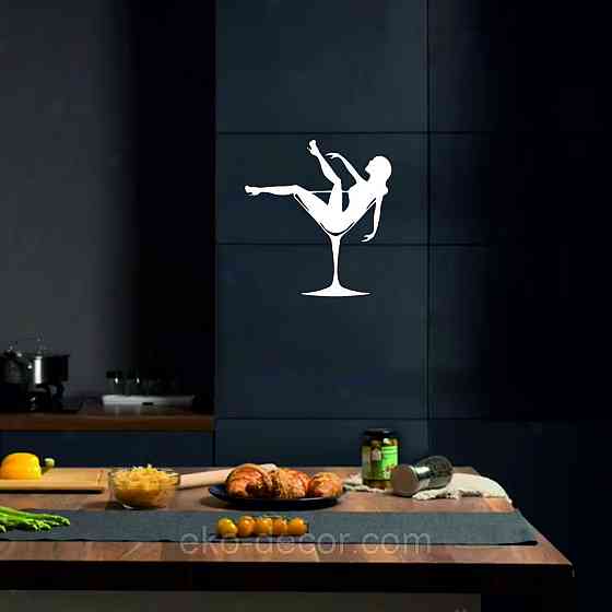 Декоративное настенное Панно «Девушка в бокале», Декор на стену 90*84 см, Белый Киев