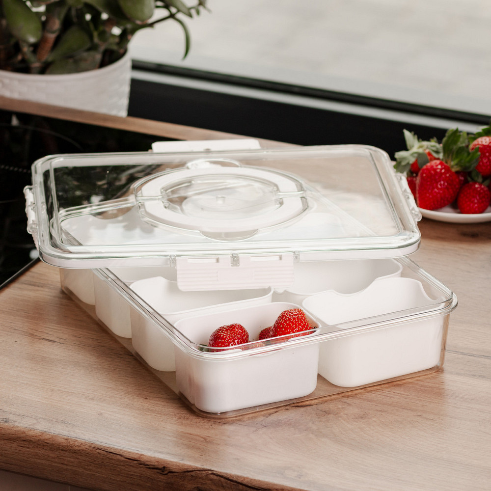Контейнер для їжі з 8 відсіками, 2.5 л, білий Київ - фото 1