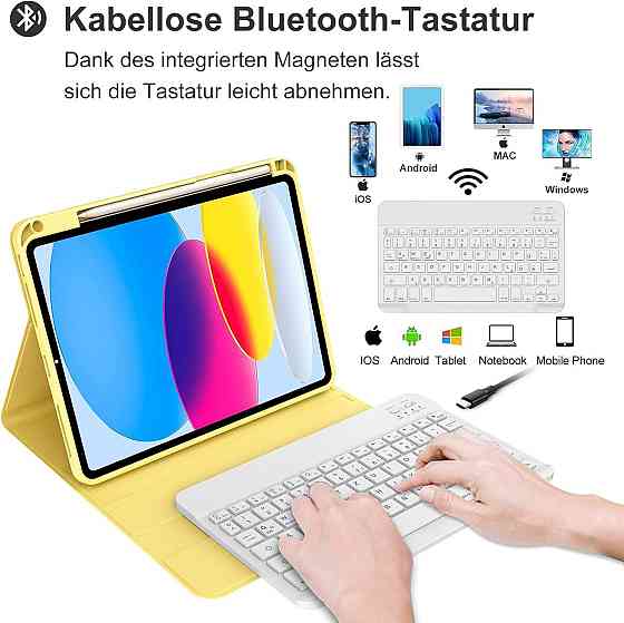 Чехол клавиатура для iPad A16 2025/ iPad 10-го поколения (2022) A2696 / A2757 / A2777 с заменяемой батарейкой Днепр