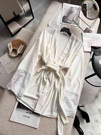 Жіночий стильний романтичний велюровий халат + мереживо Одеса