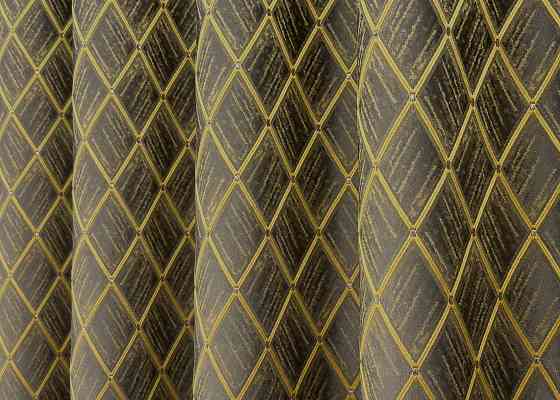 Шторна тканина жакард, колекція "RUBI" колір темно-сірий з золотистим 1757ш Київ