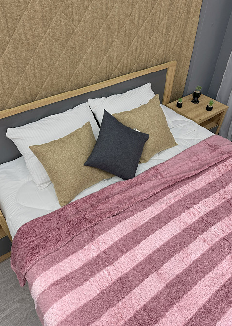 Плед 200х230 см (+-10см) Рогожка на овчине 