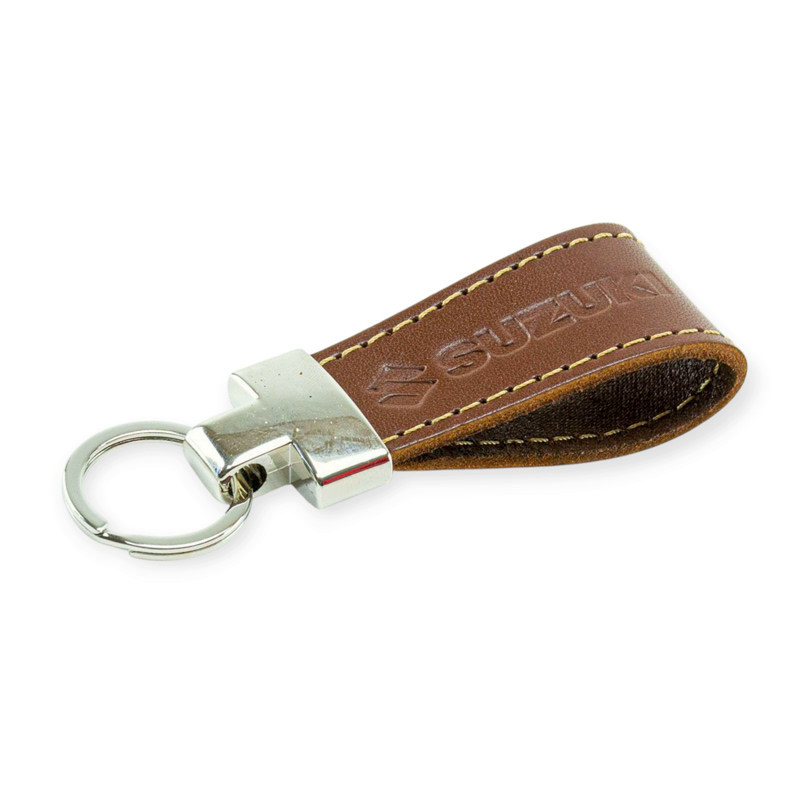 Брелок Сузукі шкіряний тиснений коричневий, прострочений, метал. затискач Мукачево - фото 1