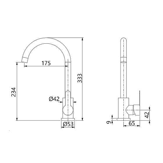 Змішувач для кухні U-подібний Brinex Pure 015F U-подібний Nickel BRIPUR015FNKL Київ