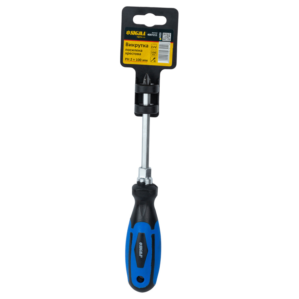 Sigma Отвертка усиленная крестовая PH2×100мм под ключ CrV SIGMA (4007211) Київ - фото 3