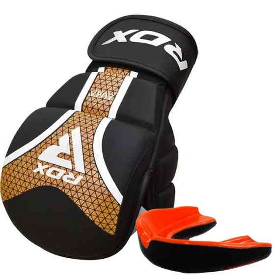 Рукавиці для ММА (Греплінгові рукавички) RDX SHOOTER AURA PLUS T-17 Black Golden L капа у комплекті Каменское