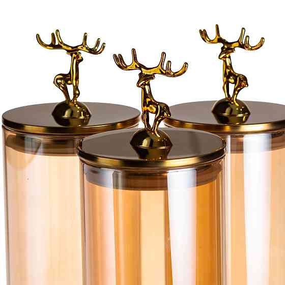 Лимонадниця скляна 3в1 на підставці із золотими кранами 5.5 л HP-34-28 Коломия