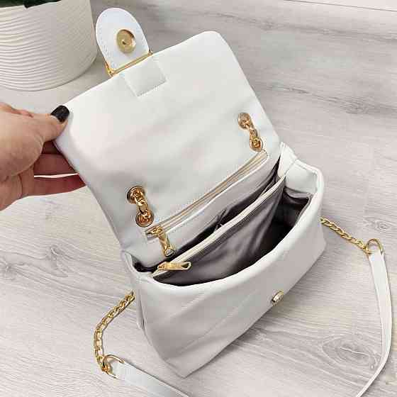 Брендовая женская сумка. Женская белая сумка маленькая через плечо. 873 Киев