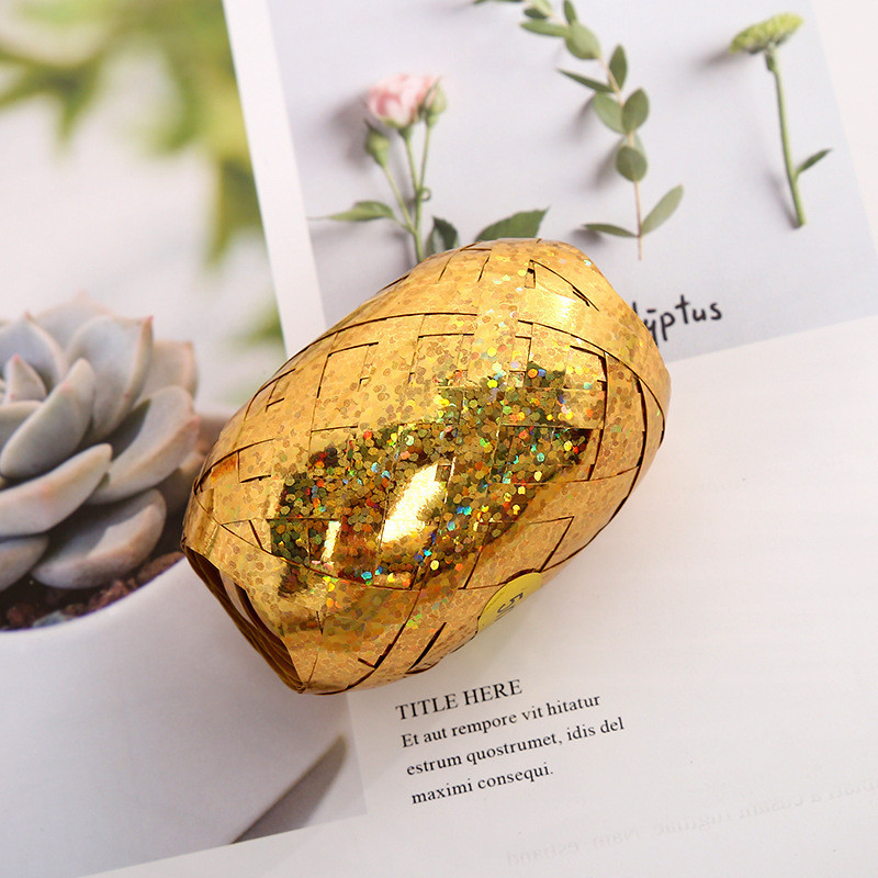 Лента для шариков с голограммой 5 мм на 10 м золотистый Киев - изображение 1