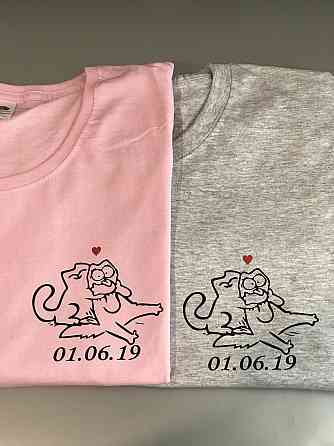 Парні футболки для хлопця та дівчини з котиками та датами Чернівці