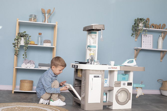 Интерактивная кухня Smoby 2 в 1 Тефаль. Кухня+Прачечная с утюгом и сушкой (311050) Киев - изображение 5