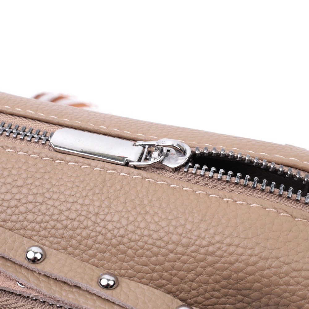 Сумка для женщин с акцентом на стильный бегунок из натуральной кожи Vintage 22650 Бежевая Киев - изображение 8