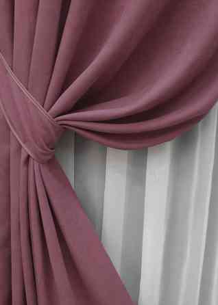 Комплект готових штор VR-Textil Мікровелюр Petek № 1490ш Пурпурний 150х270 см 2 шт (33-1047) Київ
