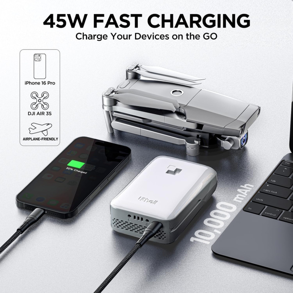 УМБ Litheli Power Bank SE 10000 mAh, 45 W, 2А, Fast Charge (U20BY10-0U000) Рівне - фото 4