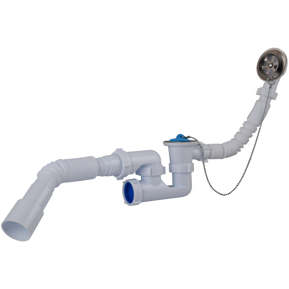 Сифон OPTIMUM для ванны с ревизией, выпуском 1 1/2″*40, перел и гибкой трубой 40*40/50 OPTI 26033 Киев - изображение 1