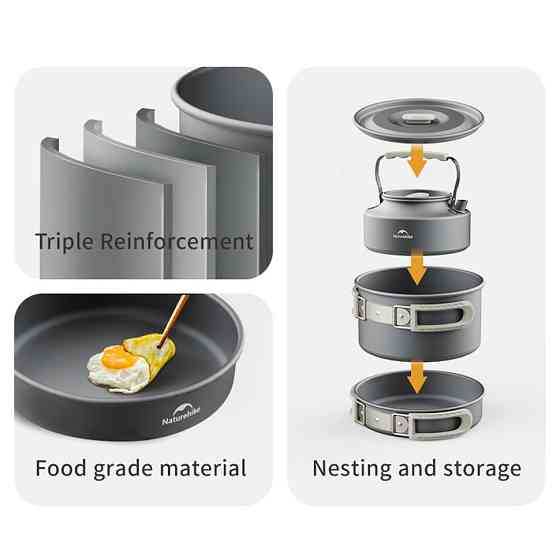 Сковорідка зі складаною ручкою Naturehike CNK2450CF010, 17,5 см, алюміній Рівне
