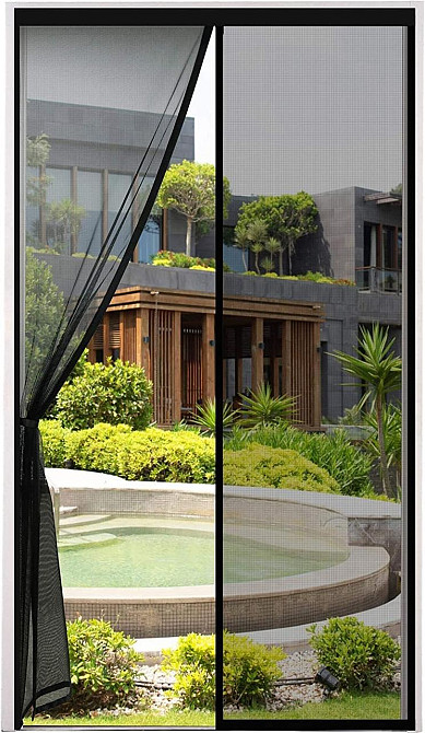 Сетка противомоскитная магнитная, черная москитная сетка на липучке для двери, балкона, патио 75×210 см Cinkee Киев - изображение 1