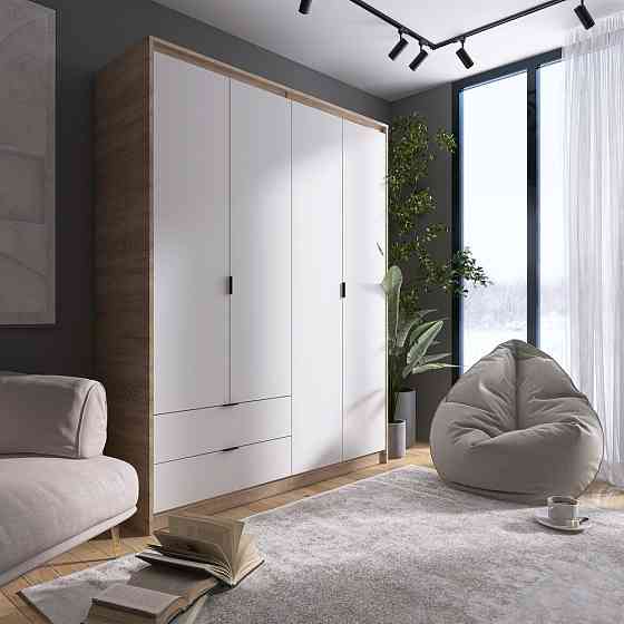 Шкаф распашной для одежды с выдвижными ящиками (полки - полки) Эверест Сити-1600 160,2х50х204,6 см Дуб сонома/Белый (DTM-071122) Львов