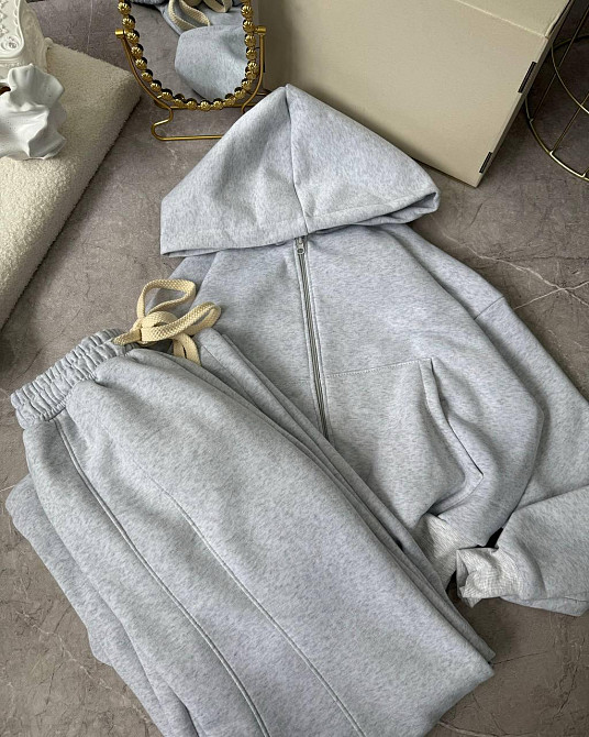 Жіночий утеплений оверсайз костюм двійка трьохнитка на флісі + рібана Одеса - фото 3