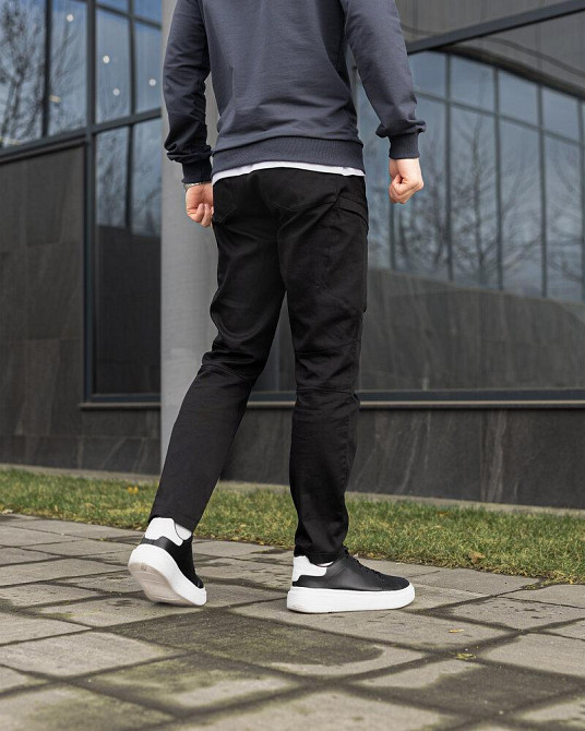 Штани карго чоловічі чорні базові котонові Pobedov Skystone Київ - фото 2