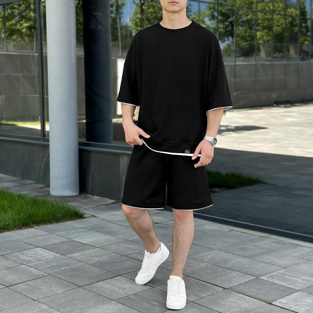 Чоловічий літній комплект шорти і футболка чорний вільного крою Pobedov Jack Київ - фото 7