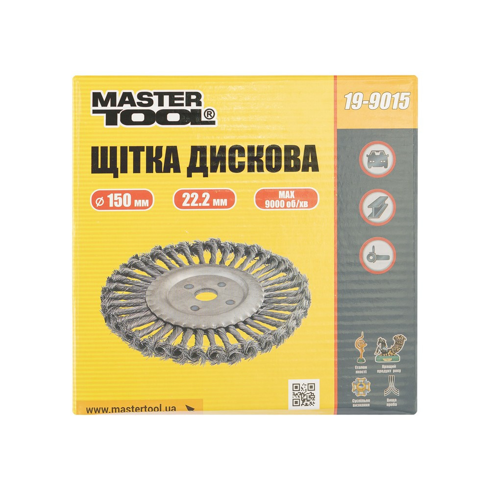 Щітка дискова MASTERTOOL з плетеного дроту Ø 150х22.2 мм 19-9015 Коломия - фото 6