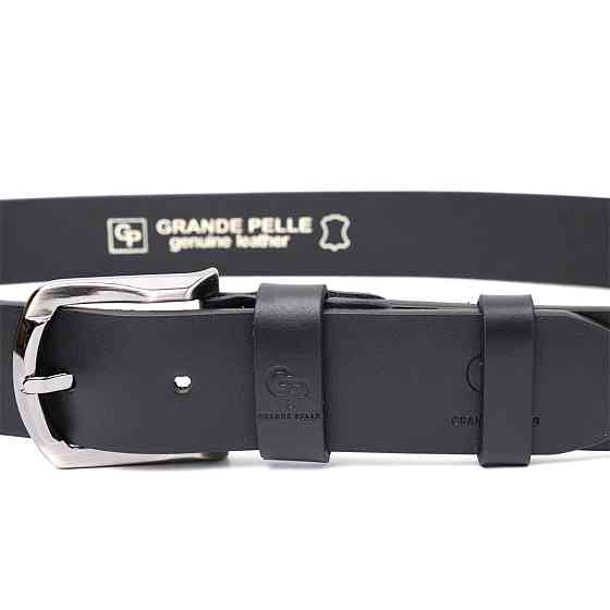 Чудовий ремінь під джинси з натуральної шкіри GRANDE PELLE 11686 Чорний Київ