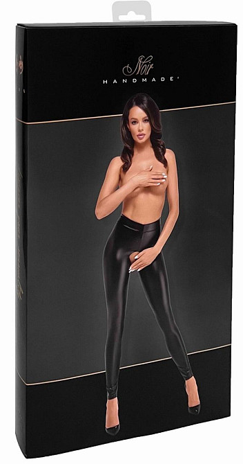 Легінси Noir Handmade F304 Taboo, XL, black, під латекс, відкриті сідниці та промежина Sex Aura Київ - фото 6