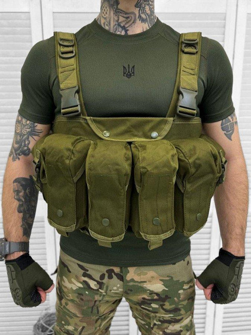 Нагрудная сумка разгрузка олива военная армейская на бронежилет Одесса - изображение 6