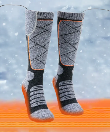Високі шкарпетки з підігрівом та блоком живлення на 2200mAh (Сірі з ромбиками) Вінниця