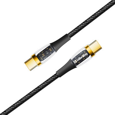 Дата кабель USB-C to USB-C 1.2m 5A 100W transparent head ColorWay (CW-CBPDCC053-BK) Винница - изображение 3