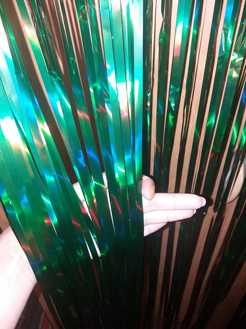 Дождик для фотозоны с голограммой на праздник новогодний 2 м на 1 м зеленый Киев - изображение 6