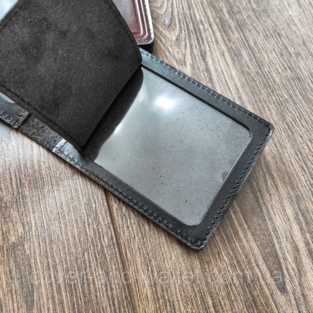 Шкіряна обкладинка СБУ з додатковою кишенею чорного кольору Київ - фото 4