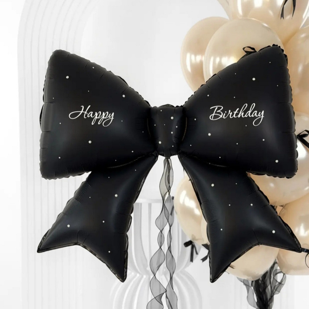 Бант повітряна кулька 90 см чорний фольгований декор для свята, фотозона, baby shower Київ - фото 2