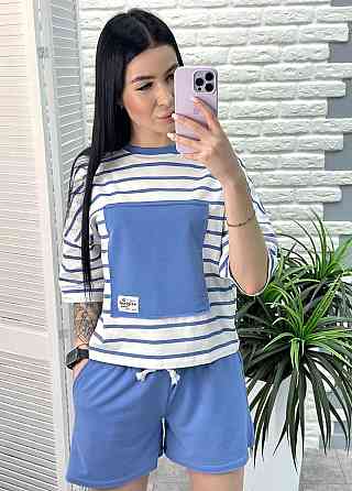 Легкий спортивний костюм у смужку "Smart" оптом | Батал | Розпродаж моделі Джинс, 50-52 Київ