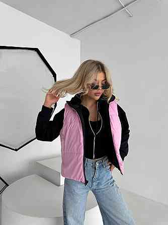 Жіноча двостороння жилетка з кулісками з боків і кишенею плащівка емі + силікон Рожевий, 46/48 Одеса