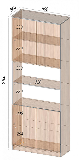 Шафа офісна ОШ-3, Білий, 800/340/2100 Львів - фото 2