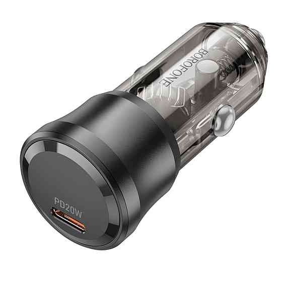 Автомобільний зарядний пристрій BOROFONE BZ24 Clever single port PD20W car charger Transparent Black (6941991106934) Киев