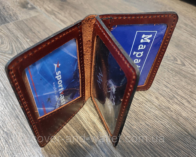 Шкіряна обкладинка на ID паспорт і авто права з додатковим клапаном Київ - фото 8